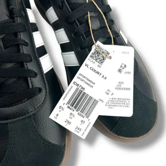 NEW Adidas Women's VL Court 3.0 Sneakers Size 8 Black Leather Low Top Casual - Picture 5 of 13